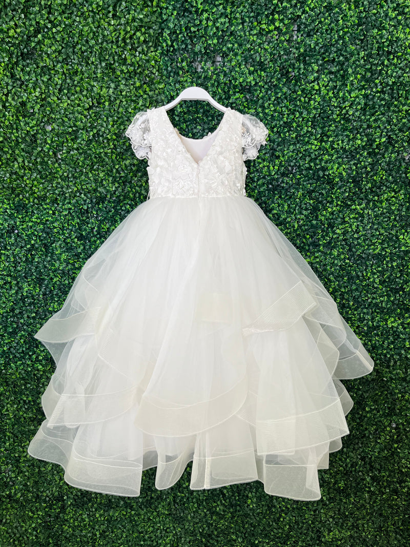 Teter Warm Lace Cap Sleeve Tiered Tulle Gown GS02 Sara's Children's Boutique Teter Warm Lace Cap Sleeve Tiered Tulle Gown GS02 Sara's Children's Boutique