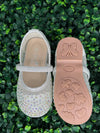 Girls’ Silver Mesh Flats with Rhinestone Detailing