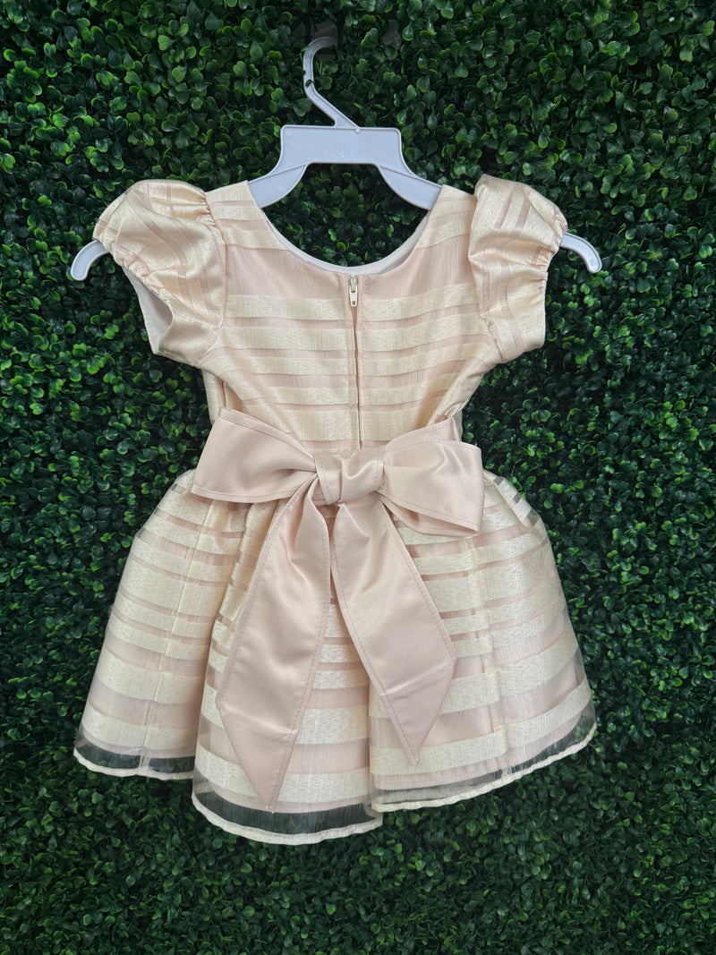 childrens gold party dress Girls with Puff Sleeves and Bow – Elegant Special Occasion Dress, Sizes 2-16, Champagne / 3 Launchdate:2025-12-08