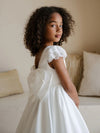 Teter Warm Satin Box Pleat Gown With Pearl Back Back SK10