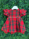 Bimbalò Girls' Italian Tartan Puff Sleeve Holiday Dress