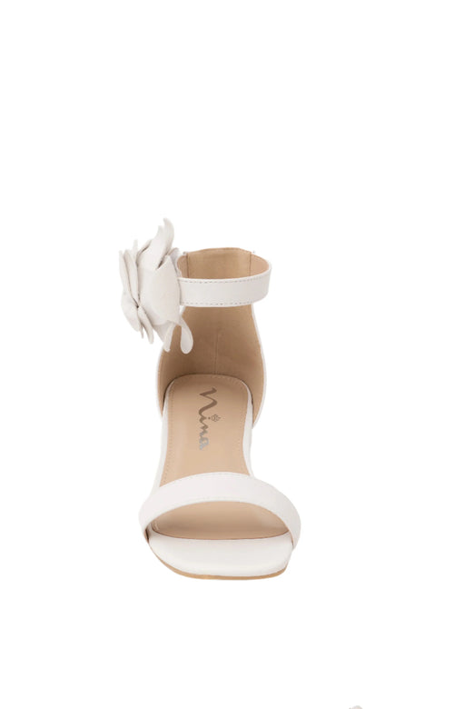 Nina Girls’ White Flower Heeled Sandal