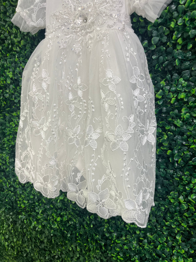 Bebe Gabrielle Beaded Changing Outfit with Skirt Overlay 3827-2 3 Months / White Bebe Gabrielle Beaded Changing Outfit with Skirt Overlay 3827-2 3 Months / White