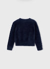 Mayoral Girls’ Fuzzy Knit Navy Sweater and Tweed Bow Shorts Set 4307