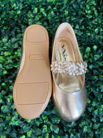 Nina Girls’ Gold Patent Leatherette Mary Jane with Velcro Strap