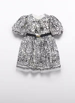 Abel & Lula Girls’ Black and White Embroidered Dress 5524