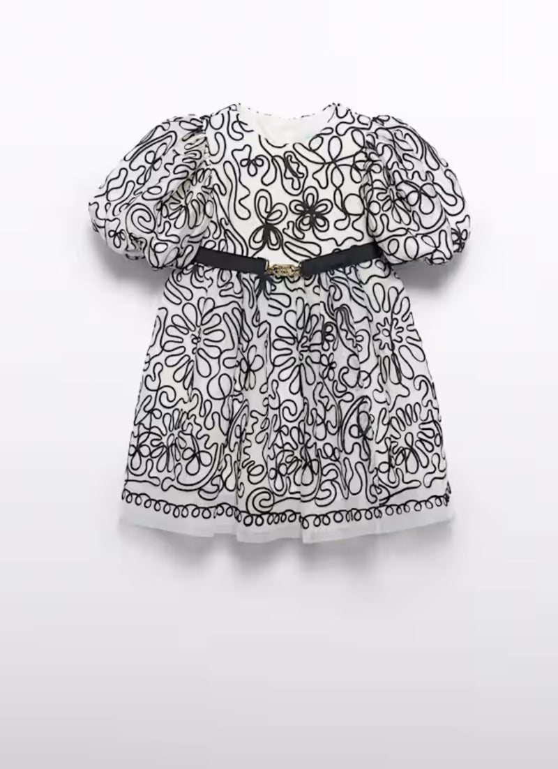 Abel & Lula Girls’ Black and White Embroidered Dress 5524