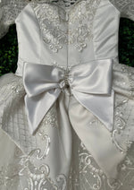 Piccolo Bacio Custom Made Couture Metallic Lace Applique Communion Dress Renee