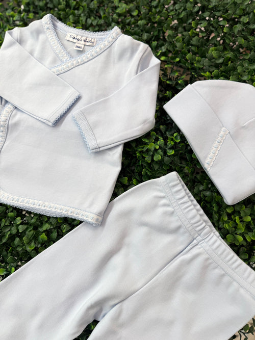 Sippy Baby Boys' Pima Cotton Baby Blue 3pc Outfit