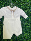 Bimbalo’ Boys' Taupe Velour Long Sleeve Once Piece Romper