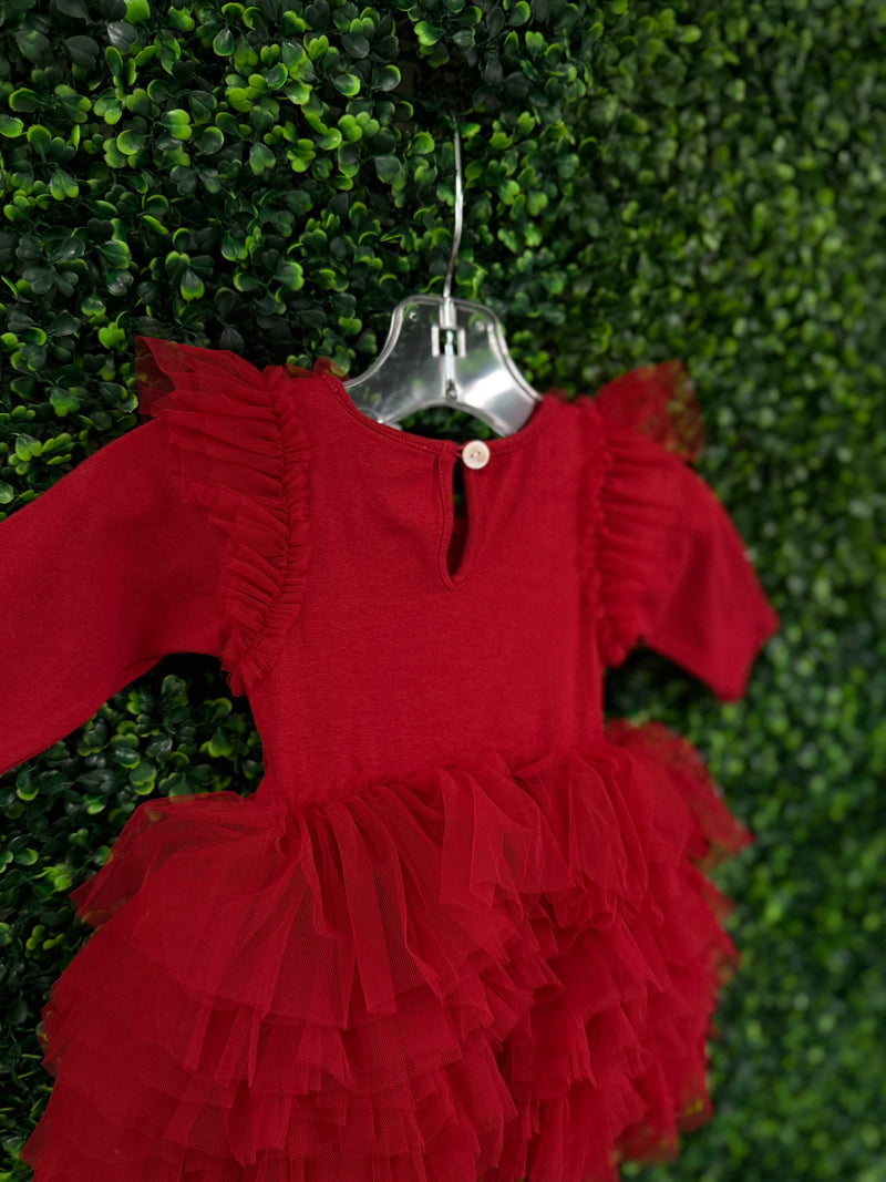 Oh La La Couture Girls’ Onesie Romper Red Beaded and Sequins Tutu