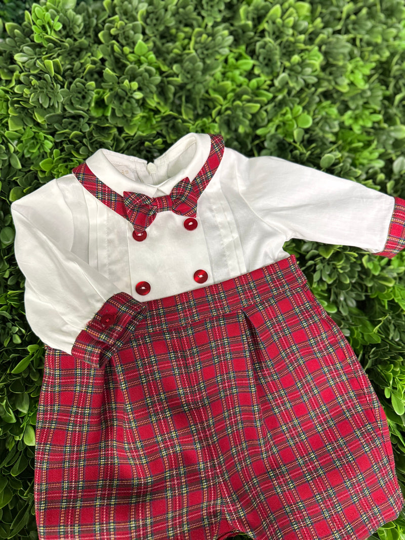 Bimbalo' Tartan Plaid Boys Bubble Romper Set