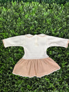Dolce Goccia Girls’ Cotton Knit Dress and Footed Pants Three Piece Set