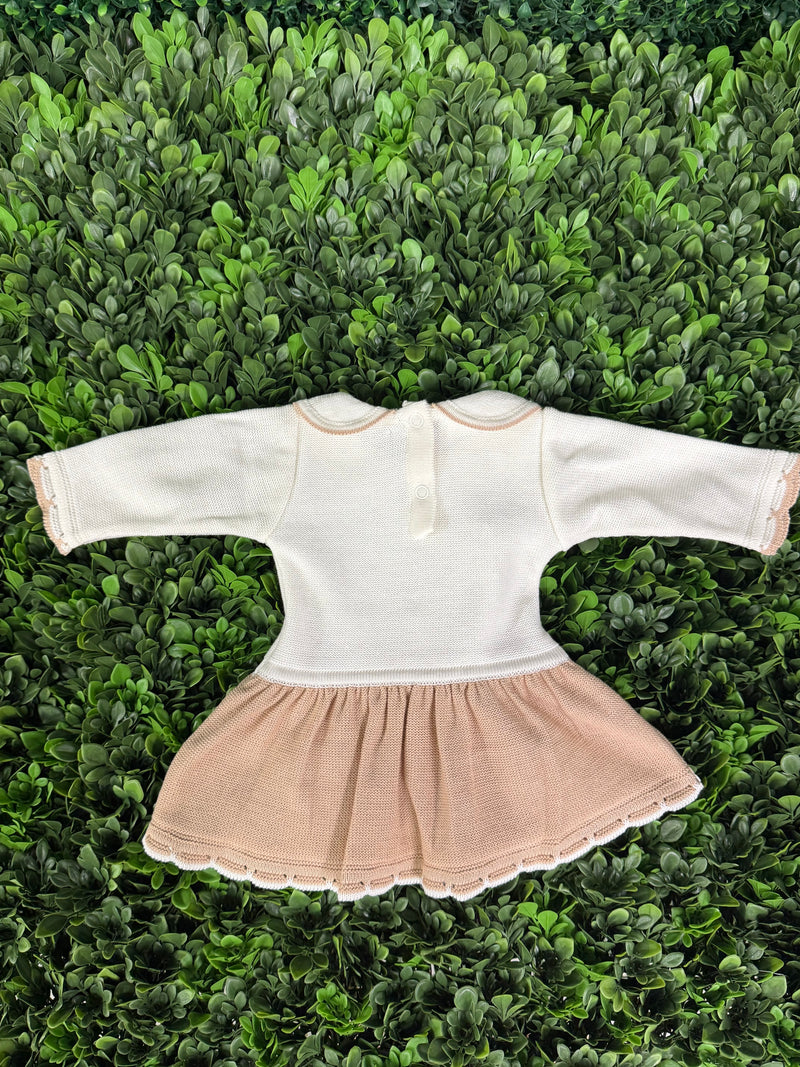 Dolce Goccia Girls’ Cotton Knit Dress and Footed Pants Three Piece Set