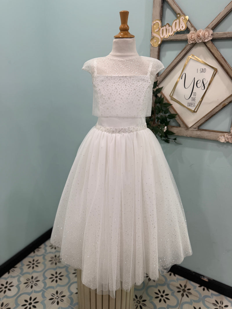 Michelina Bimbi Bolero Communion Dress with Shimmer Detail J4201