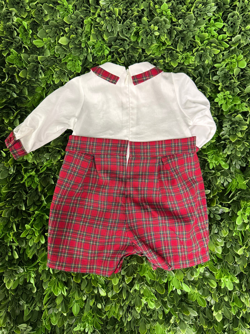 Bimbalo' Tartan Plaid Boys Bubble Romper Set