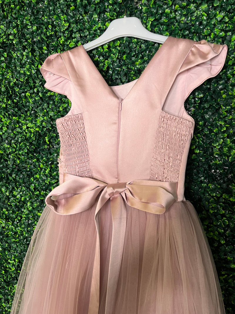Beggi Girls Dusty Rose Satin Pearl embellished Party Dress 2922 11 / Dusty Rose Beggi Girls Dusty Rose Satin Pearl embellished Party Dress 2922 11 / Dusty Rose