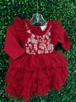 Oh La La Couture Girls’ Onesie Romper Red Beaded and Sequins Tutu