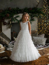 Teter Warm Off Sleeveless and Tiered Lace Gown SK42