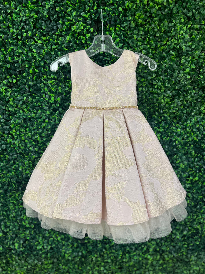 Sweet Kids Girl's Jacquard Short Party Dress 6-12 Months / Pink Sweet Kids Girl's Jacquard Short Party Dress 6-12 Months / Pink