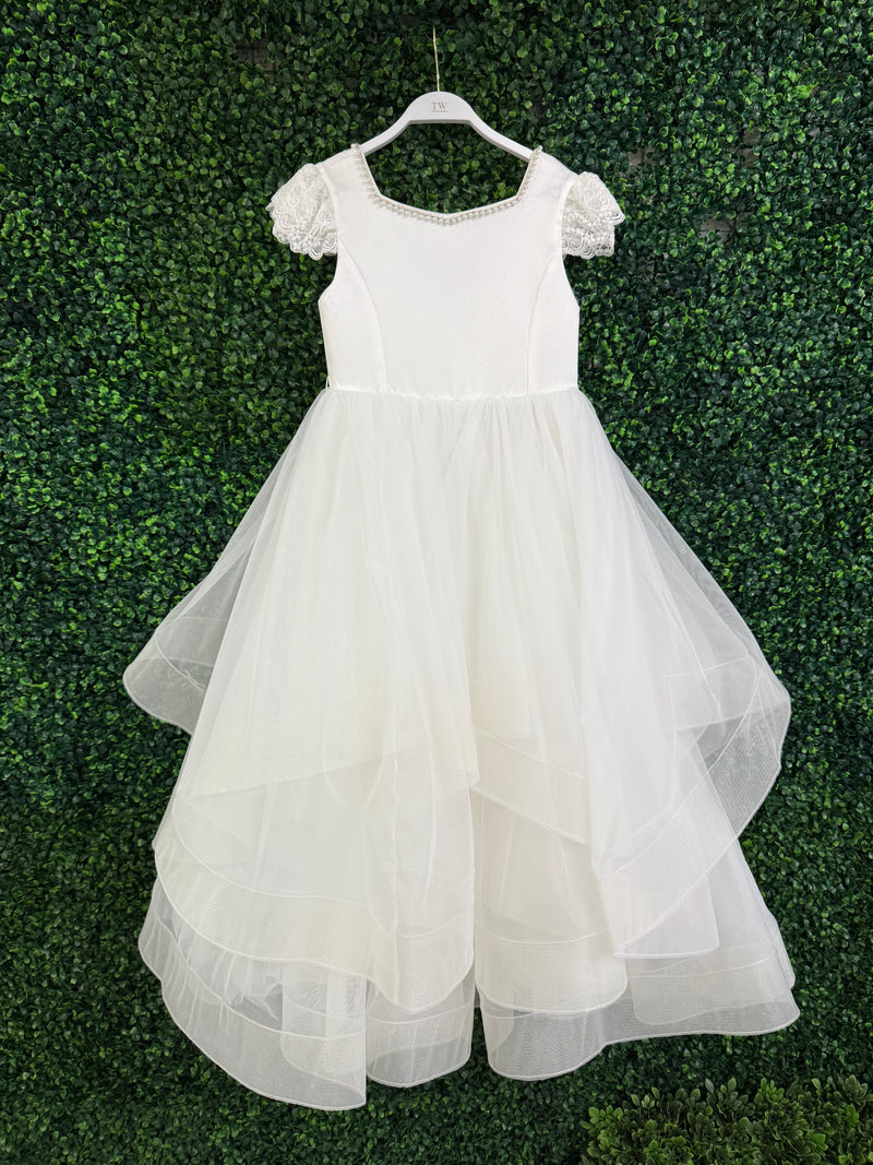 Teter Warm Satin Tiered Gown With Pearl Back Back SK20