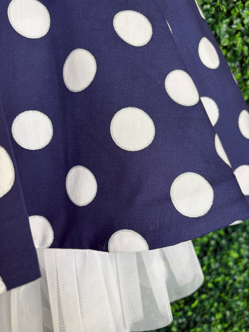 Bimbalò Girls' Navy Polkadot  Dress