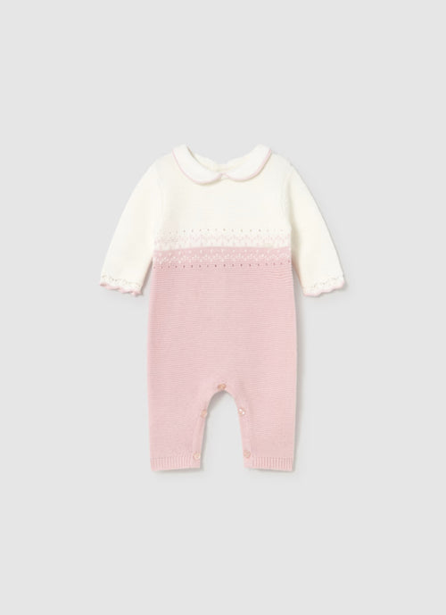 Mayoral Girl’s Pink Collared Knit One Piece Set 2601