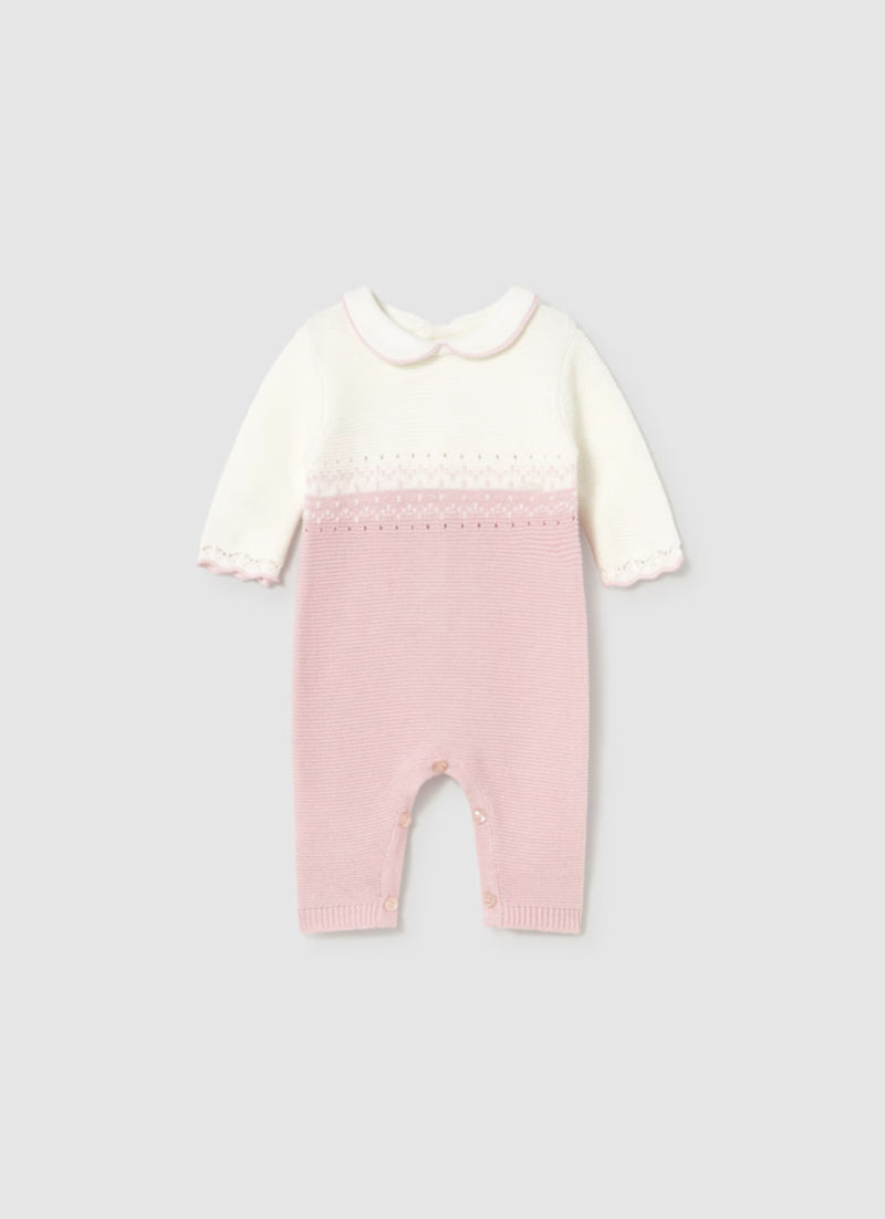Mayoral Girl’s Pink Collared Knit One Piece Set 2601