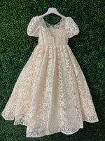 Princess Daliana Girls’ Champagne and Ivory Floral Lace Dress - D24208