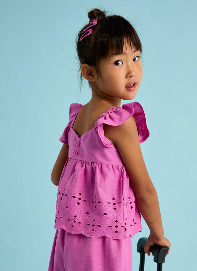 Mayoral Girls’ Fuchsia Linen Two Piece Set 3561