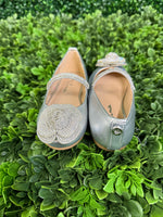 Nina Girls’ Metallic Flat with Rhinestone Rosette - Izzy