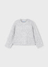Mayoral Girls’ Silver Shimmer Knit Sweater and Pleated Skirt Set 4306