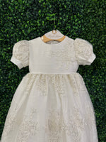 Piccolo Bacio Girls' Raw Silk and Lace Baptism Gown Katrina