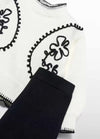 Abel & Lula Girls’ Black and White Mock Neck Two Piece Sweater Set 5729