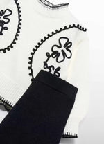 Abel & Lula Girls’ Black and White Mock Neck Two Piece Sweater Set 5729