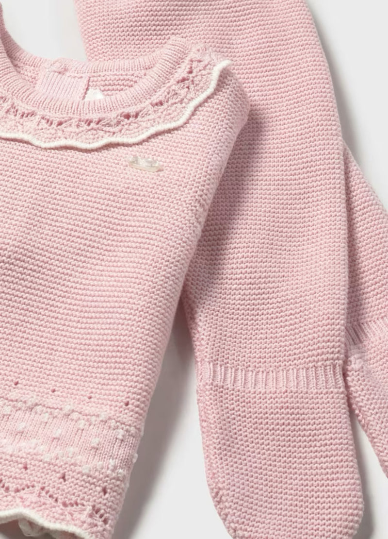 Mayoral Infant Girls’  Pink Cotton Knit Three Piece Outfit 2556