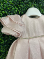 Bimbalo’ Girls' Tiered Puff Sleeve Pink Shimmer Party Dress