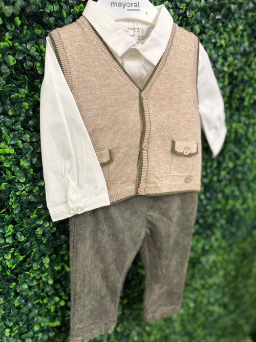 Mayoral Boys’ Three Piece Sweater Vest and Chino Pant Set 2582