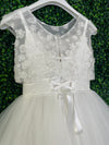 Michelina Bimbi Communion Dress with Floral Beaded Top and Beaded Belt