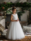 Teter Warm Pearl Back and Sleeveless Long Tulle Gown SK23