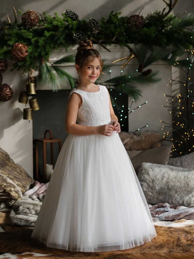 Teter Warm Pearl Back and Sleeveless Long Tulle Gown SK23