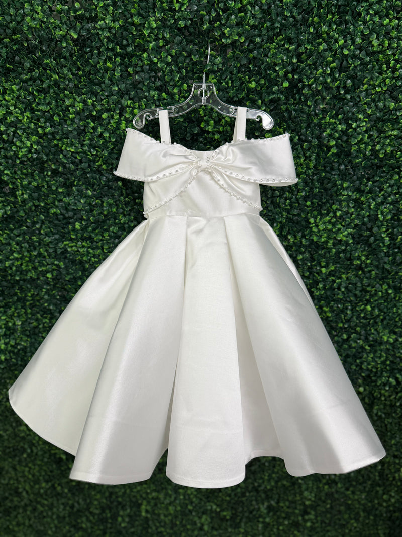 Princess Daliana White High Low Bow Gown D24465