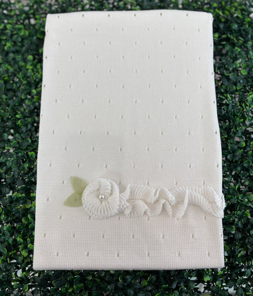 Bimbalo Made in Itay! Girls' Cotton Knit Rosette  Blanket
