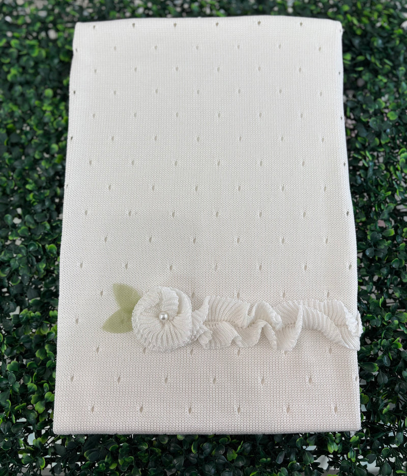 Bimbalo Made in Itay! Girls' Cotton Knit Rosette  Blanket
