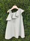 Bimbalo’ Girls' Blue Crepe Asymmetrical Dress with Rhinestone and Pearl Accento