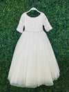 Teter Warm 3/4 Lace Sleeve Tulle Long Gown XGS06