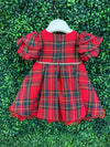 Bimbalò Girls' Italian Tartan Puff Sleeve Holiday Dress