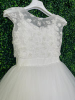 Michelina Bimbi Communion Dress with Floral Beaded Top and Beaded Belt