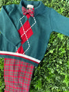 Bimbalo' Green Argyle Sweater and Tartan Plaid Pants Three Piece Set