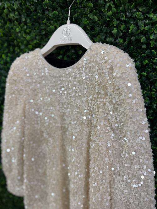 Abel & Lula Winter White Sequin Dress 5525